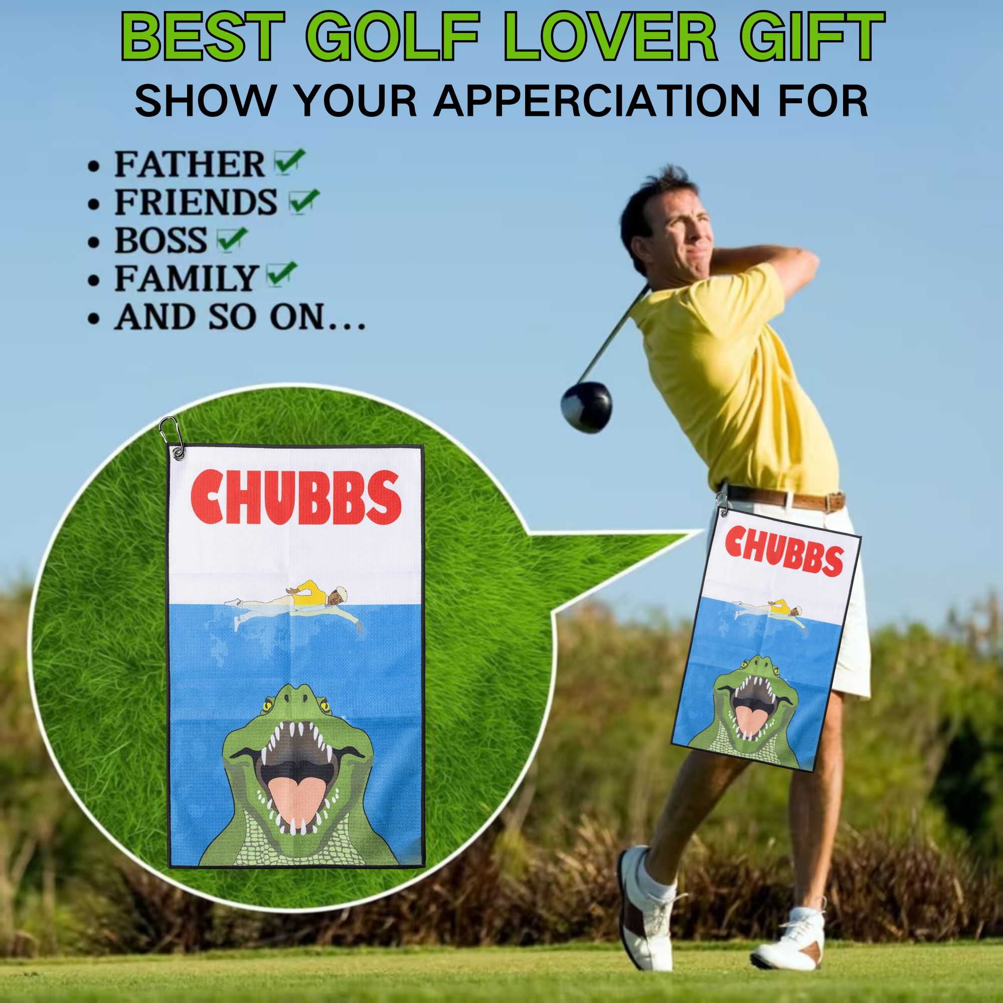 Fun Happy Gilmore Design Golf  - Golf Towel Waffle ulasan dan harga